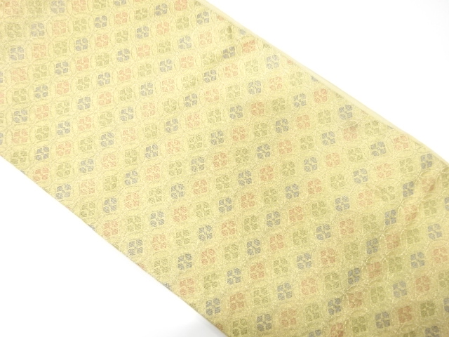 JAPANESE KIMONO / ANTIQUE FUKURO OBI / SILK / WOVEN FLOWER SHIPPO PATTERN